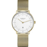 Sternglas Naos Xs Quartz Watch Metal Strap | White Champagne Gold/Milanaise Champagne Gold