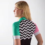 Zone3 Women's Zebra Fly Coolmax Cycle Jersey | Black/White/Pink/Mint