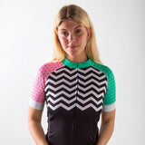 Zone3 Women's Zebra Fly Coolmax Cycle Jersey | Black/White/Pink/Mint