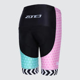 Zone3 Women's Zebra Fly Cycle Shorts | Black/White/Pink/Mint