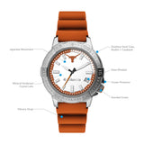 Columbia Collegiate Peak Patrol Texas Longhorns Men's Analog Watch | Burnt Orange Silicone Strap