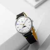 DuFa GROPIUS MONDPHASE Mondphase Watch | Stainless Steel White Dial Beige Band