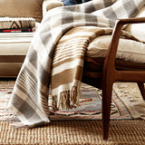 Faribault Plaid 1920s Wool Throw | Gray/Natural 5440 50x72