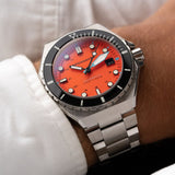 Spinnaker Dumas Japan Automatic 3 Hands Watch | Tangerine / Stainless Steel / Orange / Stainless Steel