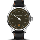 MeisterSinger N°03 Watch | 40mm Cognac Dial | Vegan Black Cognac Stitching