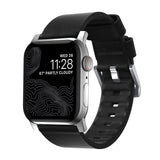 Hello Nomad Apple Watch Active Strap 44mm/42mm | Black Leather/Silver Hardware