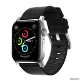 Hello Nomad Apple Watch Active Strap 44mm/42mm | Black Leather/Silver Hardware