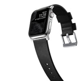 Hello Nomad Apple Watch Active Strap 44mm/42mm | Black Leather/Silver Hardware