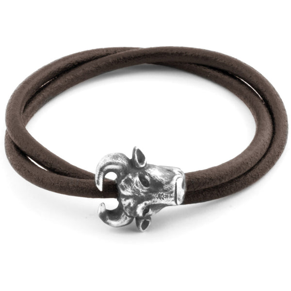 Tateossian Bull and Bear Bull Bracelet | Brown/Silver