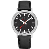 Mondaine Stop2Go Watch | White Dial | 34mm | Black Vegan Strap