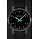 Mondaine Stop2Go Watch | White Dial | 34mm | Black Vegan Strap