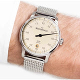 MeisterSinger N°03 Watch | 40mm Cognac Dial | Vegan Black Cognac Stitching