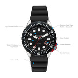 Columbia Pacific Outlander Black 3-Hand Date Men's Lifestyle Analog Watch | Black Silicone