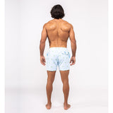 Bermies Palm Stripes Classic Swim Trunk | Light Blue