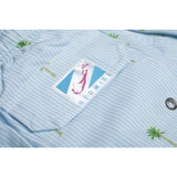 Bermies Palm Stripes Classic Swim Trunk | Light Blue