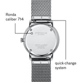 Sternglas Naos Quartz Watch Milanaise Strap | White Silver/Silver