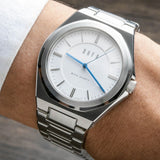 DuFa WACHSMANN Mecha-Quartz 38mm Watch | White Dial Stainless Steel Band