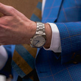 DuFa WACHSMANN Mecha-Quartz 38mm Watch | White Dial Stainless Steel Band