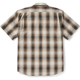 Filson Men's Short Sleeve Feather Cloth Shirt - Brown, Black Plaid
