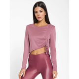 Koral Zina Marlow Cropped Long Sleeve Top - Rosewood