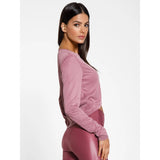 Koral Zina Marlow Cropped Long Sleeve Top - Rosewood