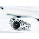 DuFa WACHSMANN Mecha-Quartz 32mm Watch | Black Dial Stainless Steel Band