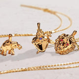 Awe Inspired Lion Charm Necklace | Standard Cable Chain