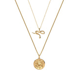 Awe Inspired Medusa Plus Snake Charm Necklace Set | Standard Chain