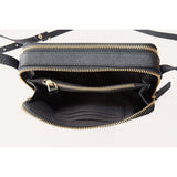 Kiko Leather Zip Around Crossbody Bag | Black