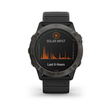 Garmin Fenix 6X Pro Solar Watch Titanium Carbon Gray DLC - Black Band, 010-02157-20