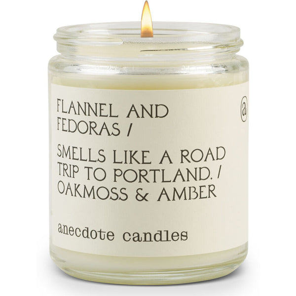 Anecdote Candles Glass Jar Candle | Flannel & Fedoras