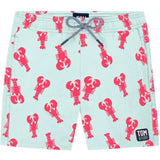 Tom & Teddy Father Son Swimming Trunks | Light Blue & Berry Lobster