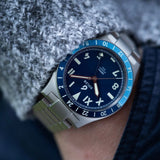 BOLDR GMT Maasai Mara Automatic Men's Wrist Watch | Matt Blue California Dial