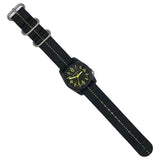 Bertucci Dx3 Plus Watch | Black with Hi-Viz™ Yellow Dial/Black Case-Black with Hi-Viz™ Yellow Dash Line™ Nylon Band