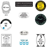 Bertucci A-3P Optic White Watch | Optic White Dial with Black Case | Red Line