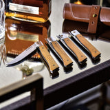 Messermeister 4 Inch Folding Steak Knife Set in Leather Roll | 4 Piece