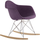 NyeKoncept Mid Century Rocker Chair | Plum Purple/Nickel 332005RO1
