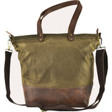 Kiko Leather Boyfriend Tote Canvas | Olive