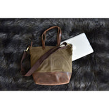 Kiko Leather Boyfriend Tote Canvas | Olive