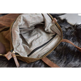 Kiko Leather Boyfriend Tote Canvas | Olive