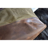 Kiko Leather Boyfriend Tote Canvas | Olive