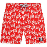 Tom & Teddy Father Son Swimming Trunks | Red & White Turtle Print