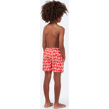 Tom & Teddy Father Son Swimming Trunks | Red & White Turtle Print