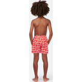 Tom & Teddy Father Son Swimming Trunks | Red & White Turtle Print