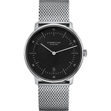 Sternglas Naos Quartz Watch Milanaise Strap | Black Silver/Silver