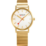 Mondaine Classic Official Swiss Railways Watch | Gold Plated/Silver Dial/Metal Bracelet