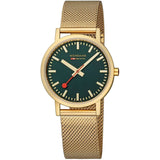 Mondaine Classic 36mm Wristwatch with Gold Stainless Steel Mesh Band