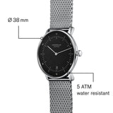 Sternglas Naos Quartz Watch Milanaise Strap | Black Silver/Silver