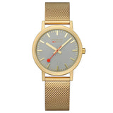 Mondaine Classic 36mm Wristwatch with Gold Stainless Steel Mesh Band