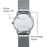 Sternglas Naos Quartz Watch Milanaise Strap | Black Silver/Silver